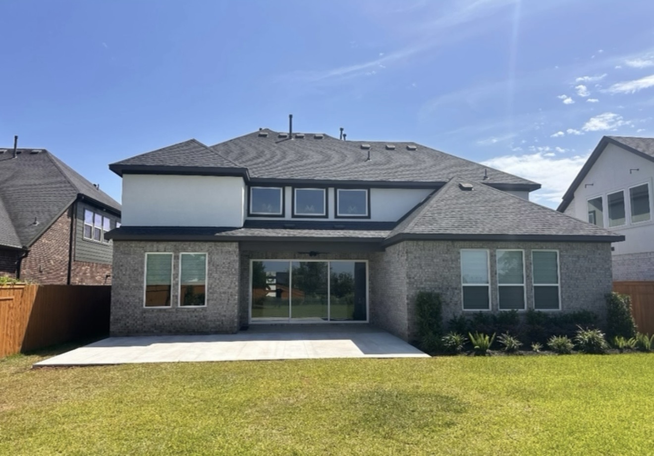 Finished concrete patio with landscaping